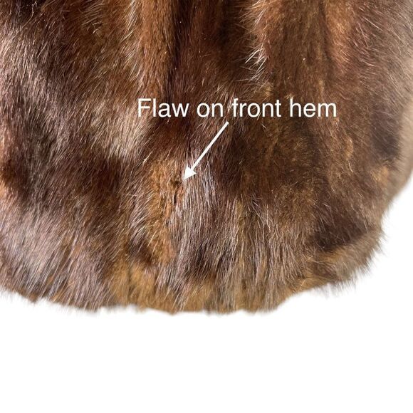 Sakowitz Vintage Mob Wife Dark Brown Mink Stroller Coat Leather Sash Size S/M - Picture 16 of 16